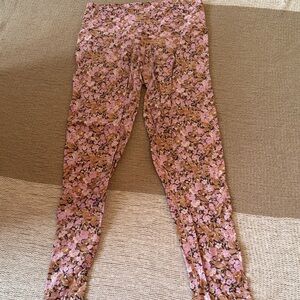 Aerie Pink and Brown Offline Floral Leggings